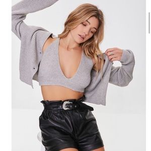 NWT forever 21 heather grey cami and cardigan.